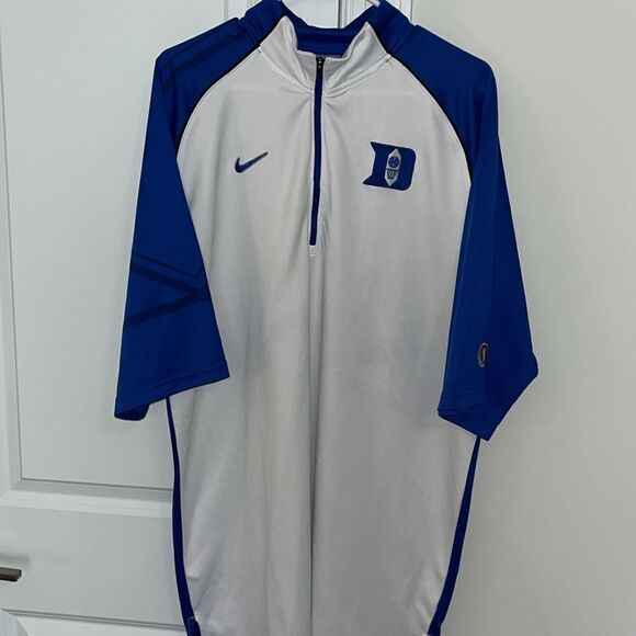 Long Nike Duke Blue Devils Team Issue Sewn 1/4 zipper 2010 warmup shooter jersey - Picture 1 of 13